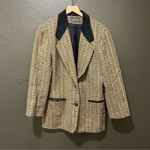 Vintage Maurice’s Houndstooth Suede Accent Blazer Large